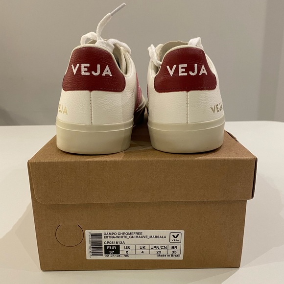 Veja Campo Leather Sneaker White Pink sz 6US NIB - Picture 3 of 8